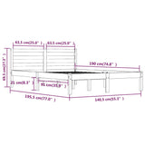 NNEVL Bed Frame Solid Wood Pine White 137x187 Double Size