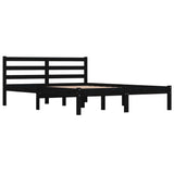NNEVL Bed Frame Solid Wood Pine Black 137x187 Double Size