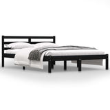 NNEVL Bed Frame Solid Wood Pine Black 137x187 Double Size