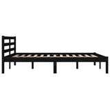 NNEVL Bed Frame Solid Wood Pine Black 137x187 Double Size
