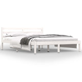 NNEVL Bed Frame Solid Wood Pine White 153x203 cm Queen Size