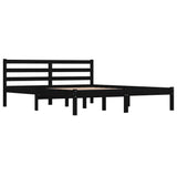 NNEVL Bed Frame Solid Wood Pine Black 153x203 cm Queen Size