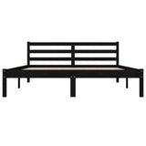 NNEVL Bed Frame Solid Wood Pine Black 153x203 cm Queen Size