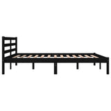 NNEVL Bed Frame Solid Wood Pine Black 153x203 cm Queen Size