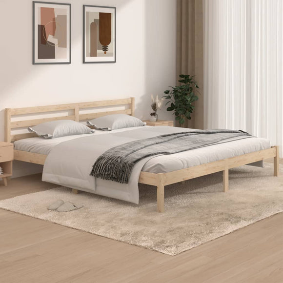 NNEVL Bed Frame Solid Wood Pine 183x203 cm King Size