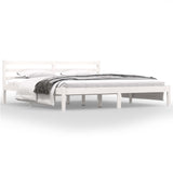 NNEVL Bed Frame Solid Wood Pine 183x203 cm King Size White