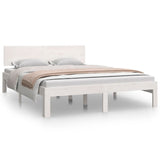 NNEVL Bed Frame White Solid Wood 137x187 cm Double Size