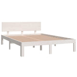 NNEVL Bed Frame White Solid Wood 137x187 cm Double Size