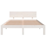 NNEVL Bed Frame White Solid Wood 137x187 cm Double Size