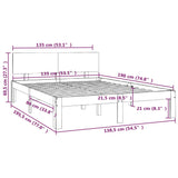 NNEVL Bed Frame White Solid Wood 137x187 cm Double Size