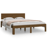 NNEVL Bed Frame Honey Brown Solid Wood 153x203 cm Queen Size