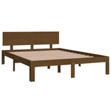 NNEVL Bed Frame Honey Brown Solid Wood 153x203 cm Queen Size