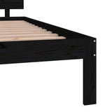 NNEVL Bed Frame Black 183x203 cm King Size Solid Wood