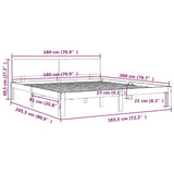 NNEVL Bed Frame Black 183x203 cm King Size Solid Wood