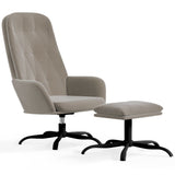 NNEVL Relaxing Chair with Footstool Light Grey Velvet