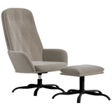 NNEVL Relaxing Chair with Footstool Light Grey Velvet