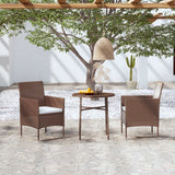 NNEVL 3 Piece Garden Dining Set Poly Rattan Brown