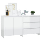 NNEVL 2 Piece Sideboard High Gloss White Engineered Wood