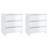NNEVL 3 Piece Sideboard High Gloss White Engineered Wood