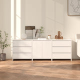 NNEVL 3 Piece Sideboard High Gloss White Engineered Wood
