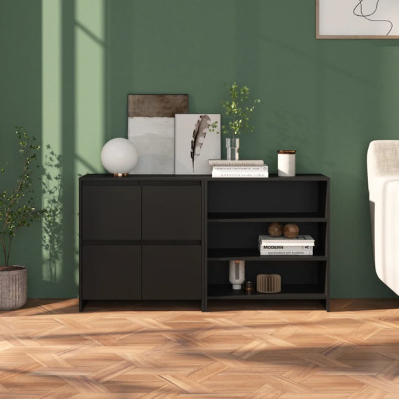 NNEVL 2 Piece Sideboard Black Engineered Wood