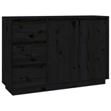 NNEVL Sideboard Black 111x34x75 cm Solid Wood Pine
