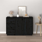 NNEVL Sideboard Black 111x34x75 cm Solid Wood Pine