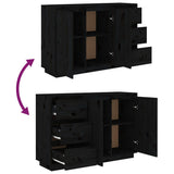 NNEVL Sideboard Black 111x34x75 cm Solid Wood Pine