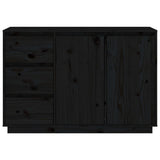 NNEVL Sideboard Black 111x34x75 cm Solid Wood Pine