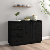NNEVL Sideboard Black 111x34x75 cm Solid Wood Pine