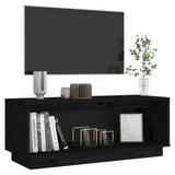 NNEVL TV Cabinet Black 90x35x35 cm Solid Wood Pine