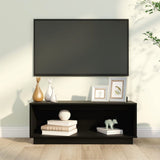 NNEVL TV Cabinet Black 90x35x35 cm Solid Wood Pine