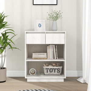 NNEVL Console Cabinet White 60x34x75 cm Solid Wood Pine