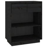 NNEVL Console Cabinet Black 60x34x75 cm Solid Wood Pine
