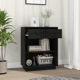 NNEVL Console Cabinet Black 60x34x75 cm Solid Wood Pine