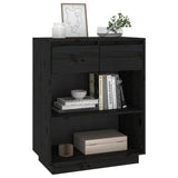 NNEVL Console Cabinet Black 60x34x75 cm Solid Wood Pine