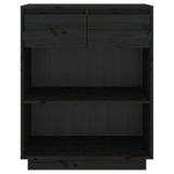 NNEVL Console Cabinet Black 60x34x75 cm Solid Wood Pine