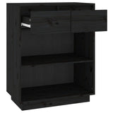 NNEVL Console Cabinet Black 60x34x75 cm Solid Wood Pine