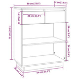 NNEVL Console Cabinet Black 60x34x75 cm Solid Wood Pine