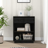 NNEVL Console Cabinet Black 60x34x75 cm Solid Wood Pine