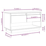 NNEVL TV Cabinet White 74x34x40 cm Solid Wood Pine