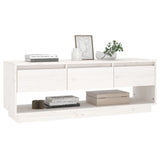 NNEVL TV Cabinet White 110.5x34x40 cm Solid Wood Pine