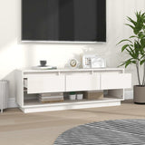 NNEVL TV Cabinet White 110.5x34x40 cm Solid Wood Pine