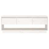 NNEVL TV Cabinet White 110.5x34x40 cm Solid Wood Pine