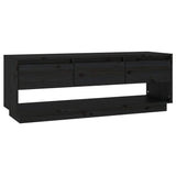NNEVL TV Cabinet Black 110.5x34x40 cm Solid Wood Pine
