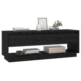 NNEVL TV Cabinet Black 110.5x34x40 cm Solid Wood Pine