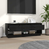 NNEVL TV Cabinet Black 110.5x34x40 cm Solid Wood Pine