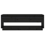 NNEVL TV Cabinet Black 110.5x34x40 cm Solid Wood Pine