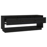 NNEVL TV Cabinet Black 110.5x34x40 cm Solid Wood Pine