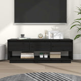 NNEVL TV Cabinet Black 110.5x34x40 cm Solid Wood Pine